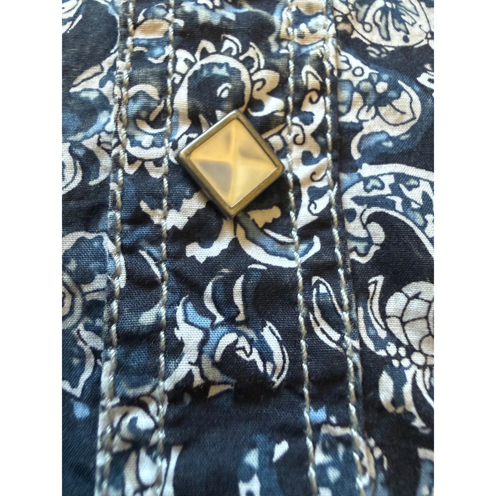 Rock and Roll Cowboy Mens Long Sleeve Western Pearl Snap Shirt Blue Paisley L - Picture 7 of 8